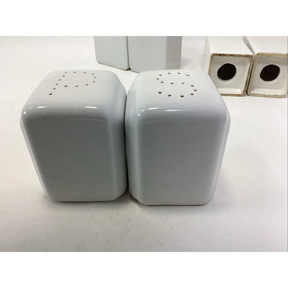 (3) Sets Vintage MCM White Ceramic Salt And Pepper Shakers 3-4